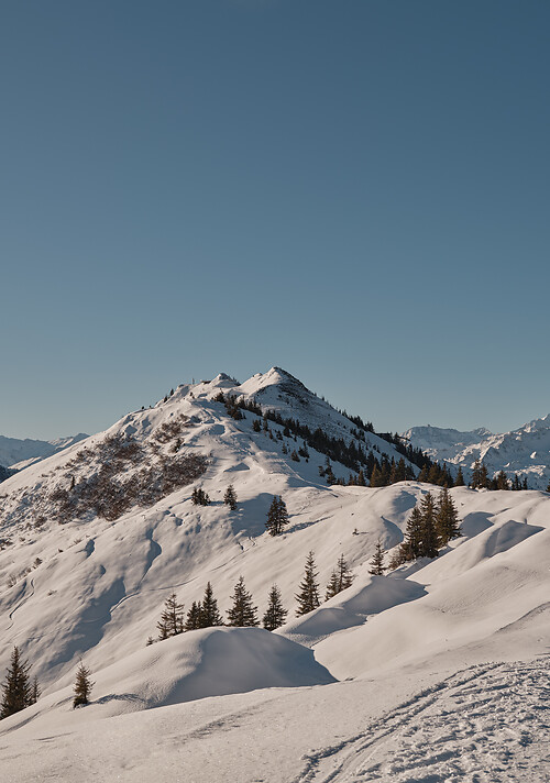Panoramablick in die verschneite Landschaft im Großarltal